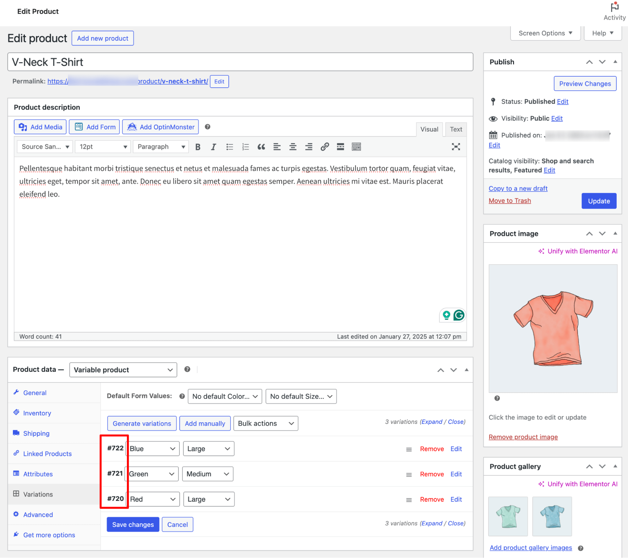 copy variable product ID to create WooCommerce checkout URL 
