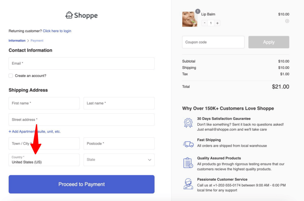 default country field WooCommerce checkout