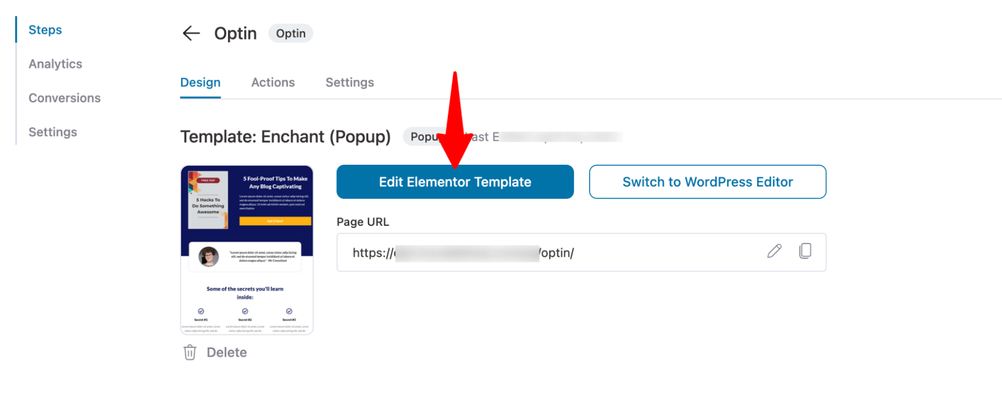 edit elementor template