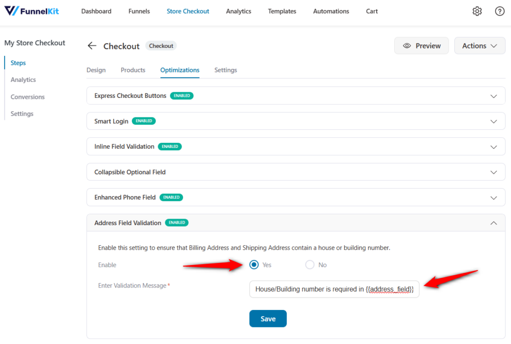 Validate House/Building Number in Address Fields - FunnelKit