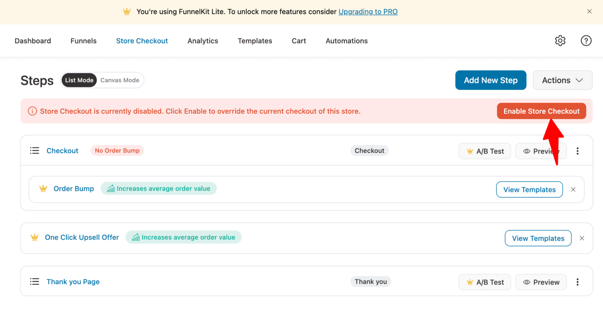enable store checkout