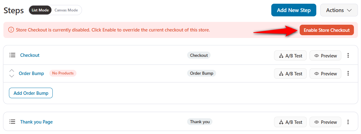 activate the store checkout in your woocommerce store