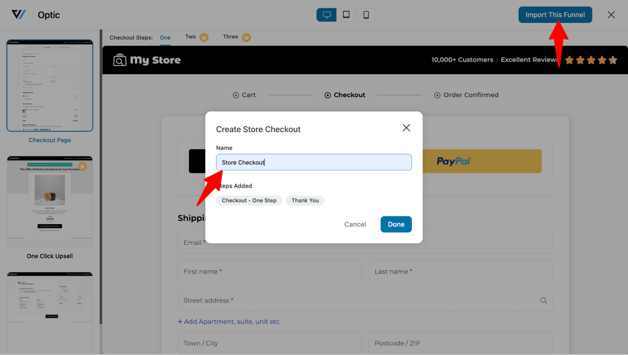 import store checkout