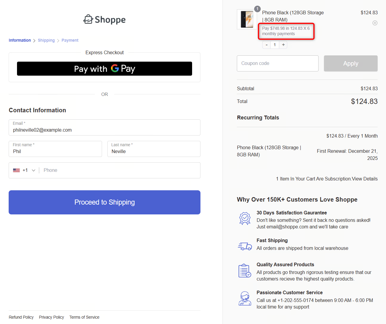 preview the buy now pay later option on the woocommerce checkout page