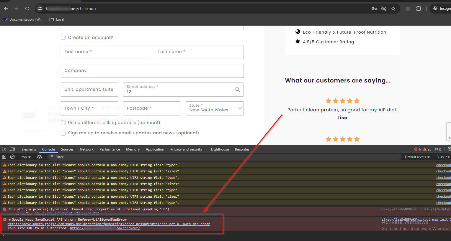 Fixing the RefererNotAllowedMapError issue