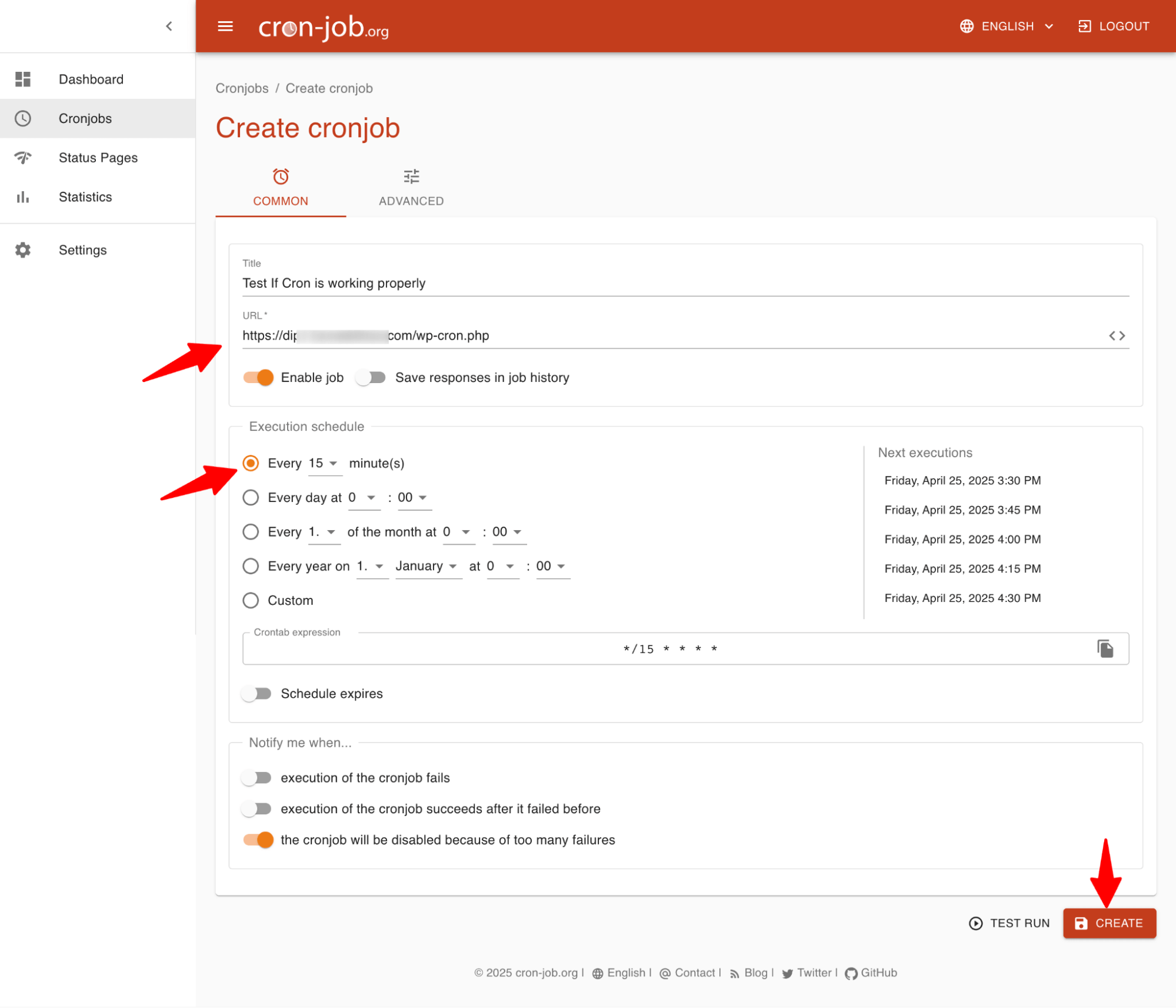 set up a cron job using third party plugin