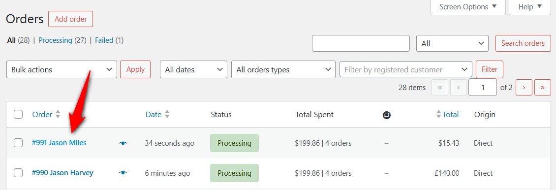 Find orders to test refunds