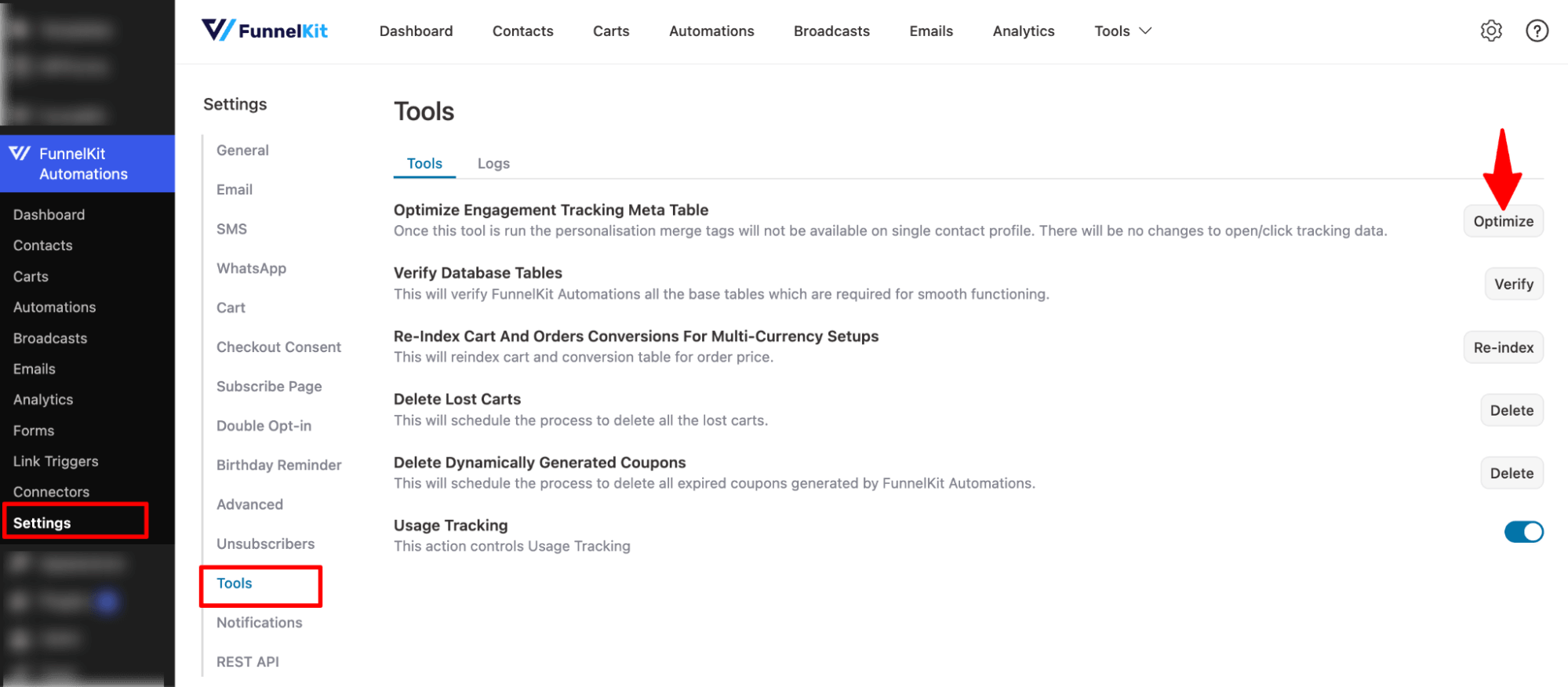 Manually Optimize Engagement Tracking Meta Table
