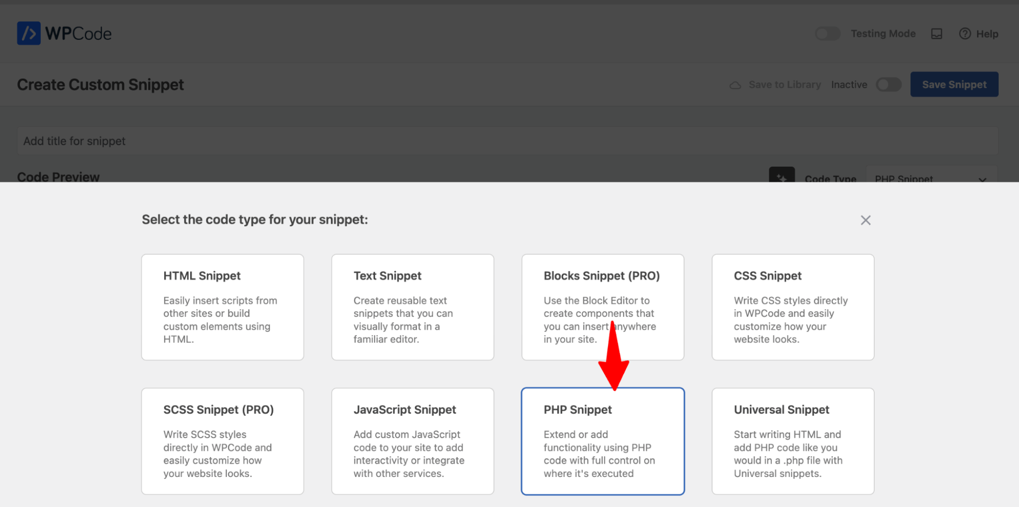 Select php snippet