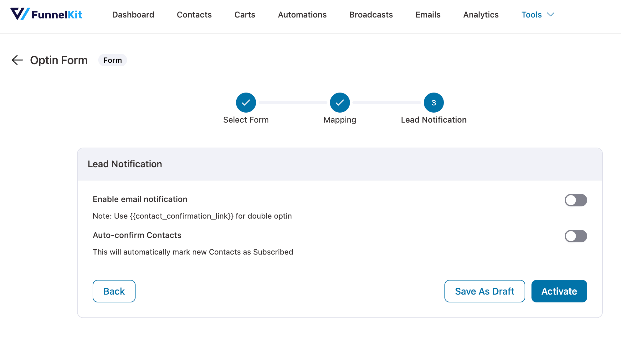 activate optin form by Thrive Architect