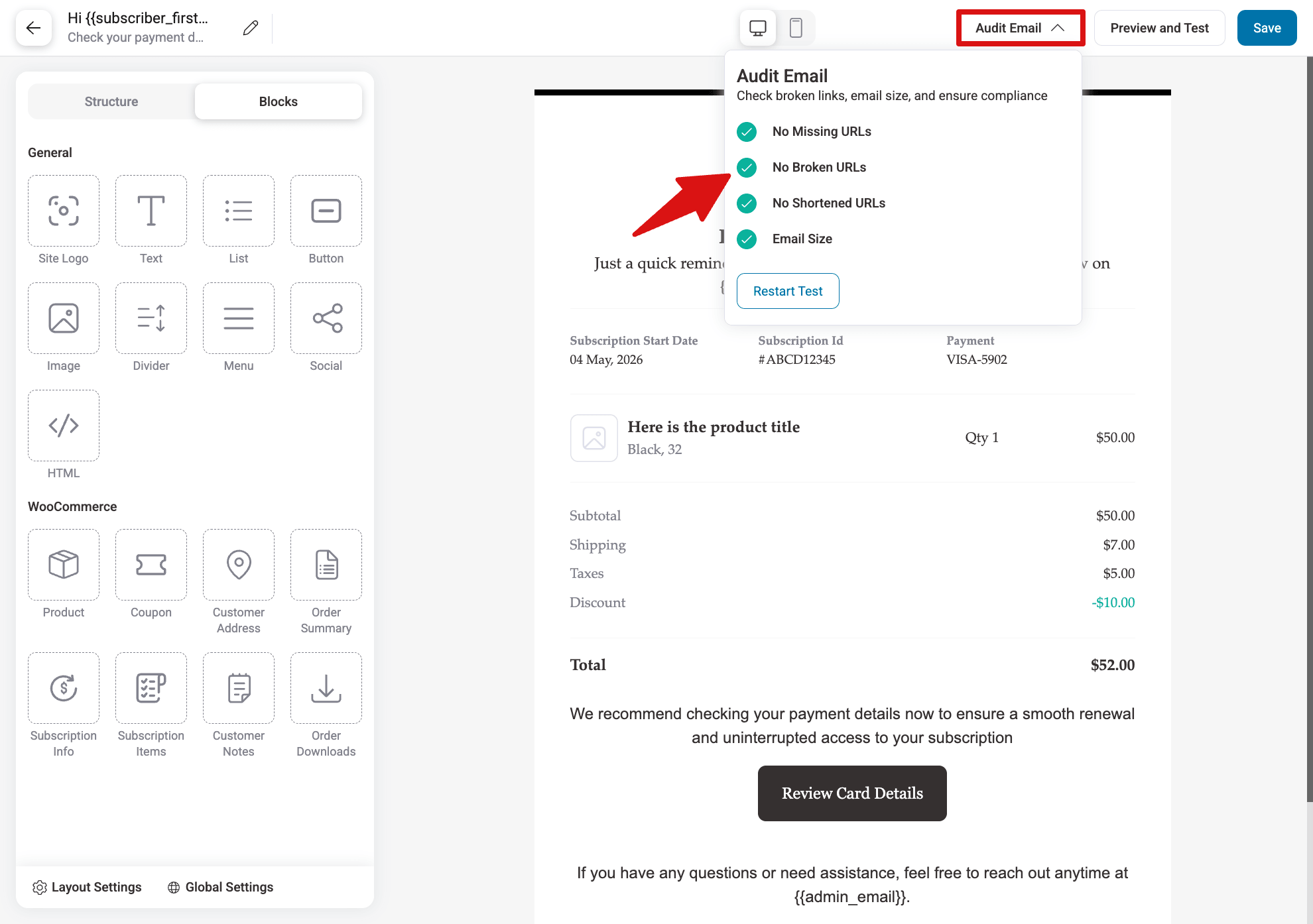 audit review reminder email in WooCommerce