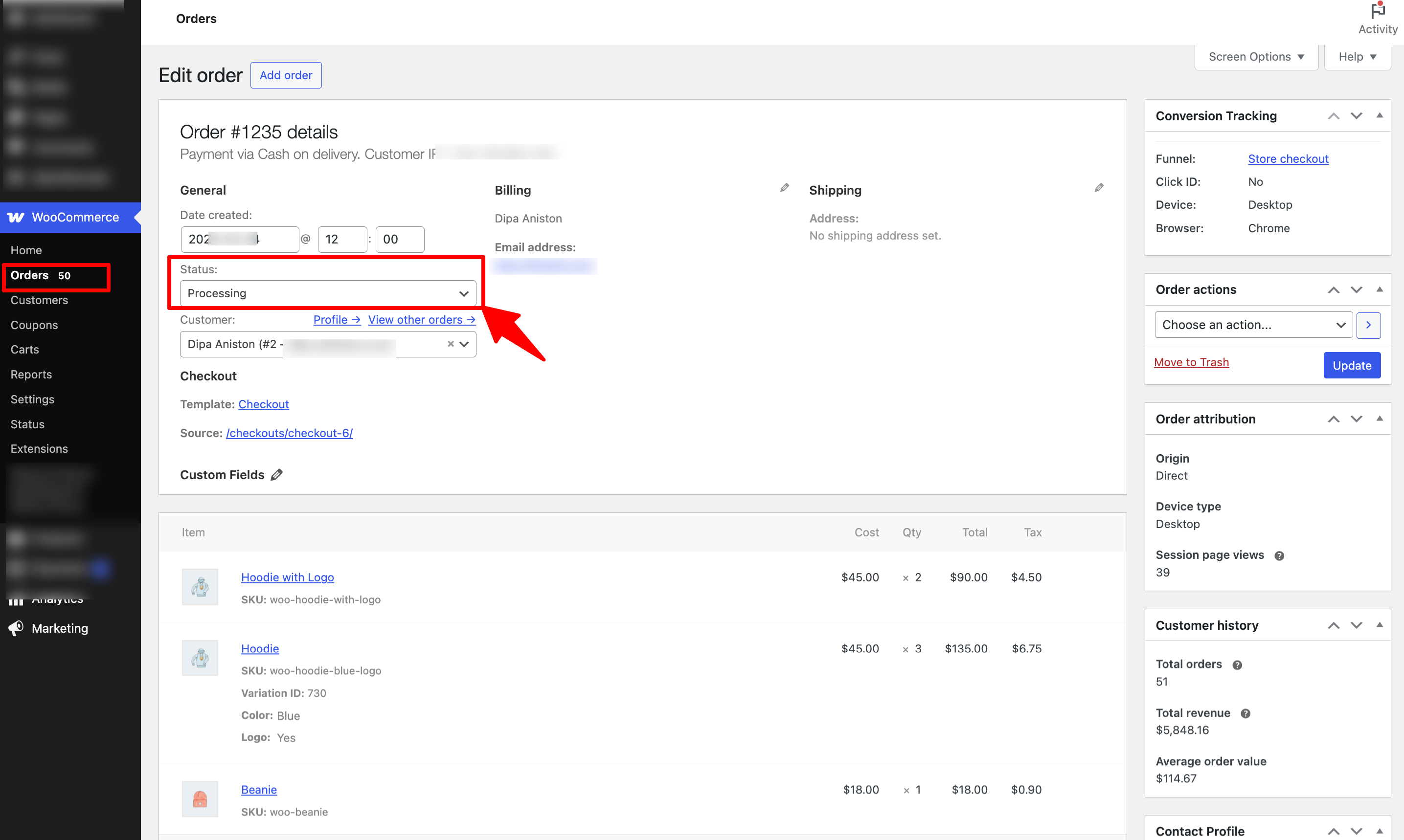 check order status