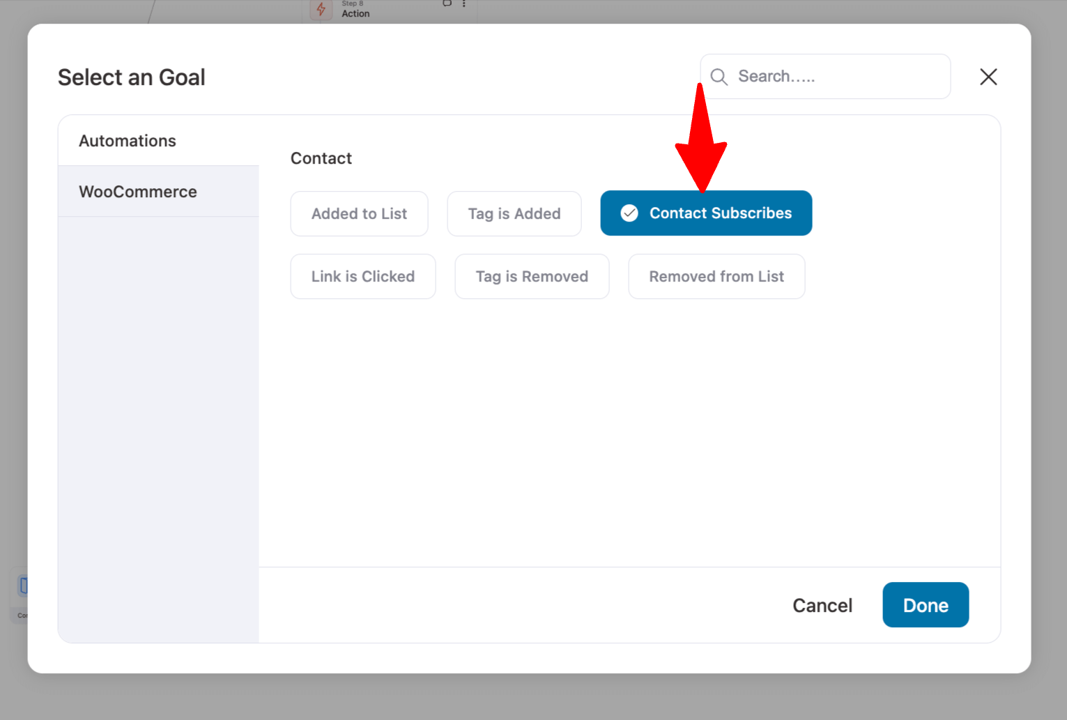 choose contact subscribes