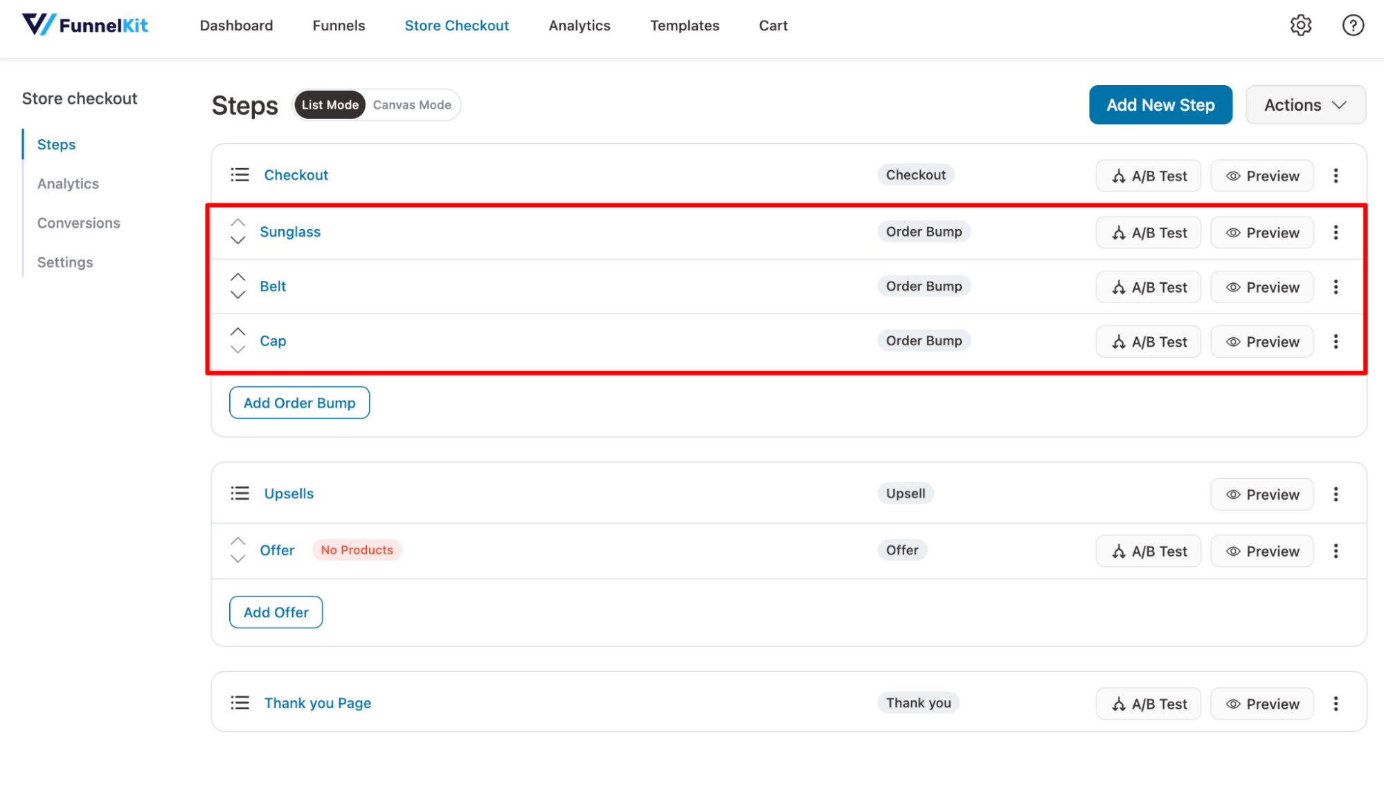 create and publish multiple order bumps