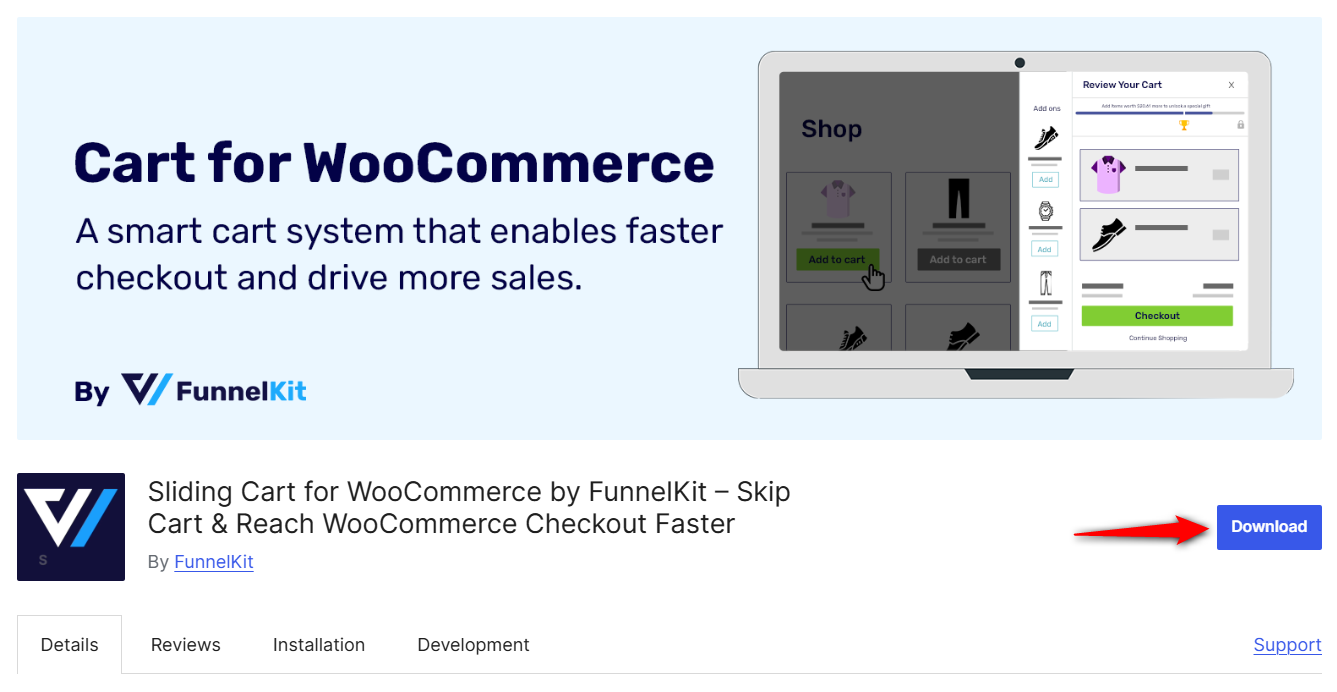 Download and install FunnelKit Cart for WooCommerce