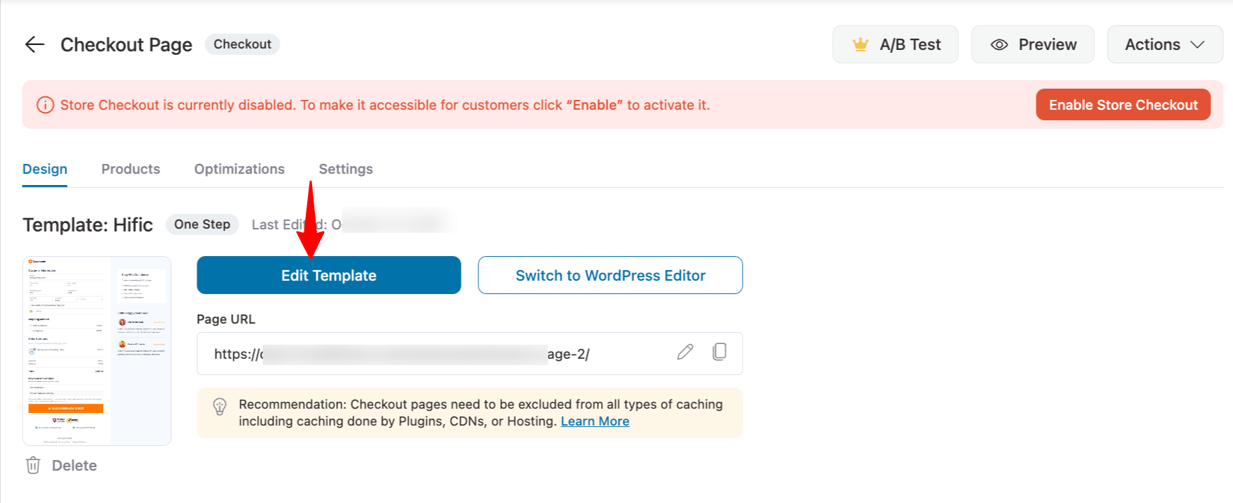 edit Hific teEditing the Hific checkout template with Elementor integrationmplate
