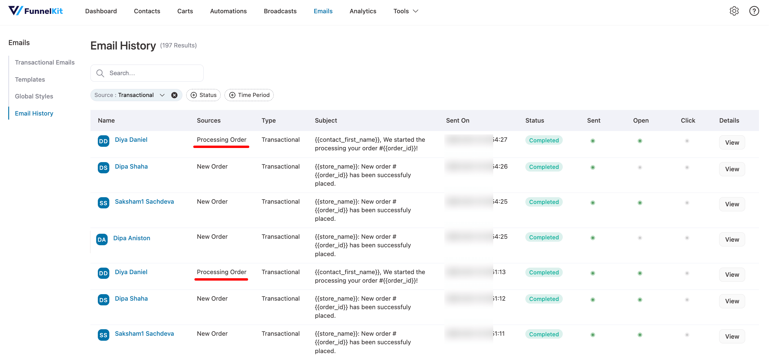 email history of WooCommerce order confrimation emails