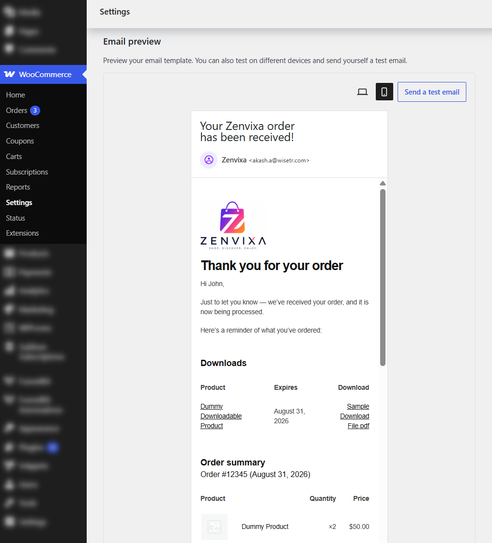 Toggle the mobile icon in the preview toolbar. Look out for an order table that overflows, a button that’s shrunk below tapping size, and a logo that crops instead of scaling.