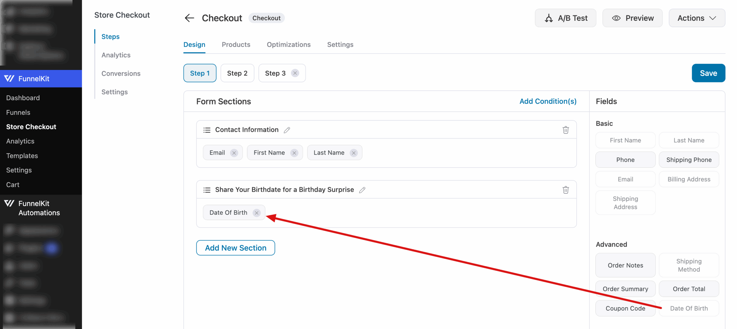 collect birthdate after email but optional