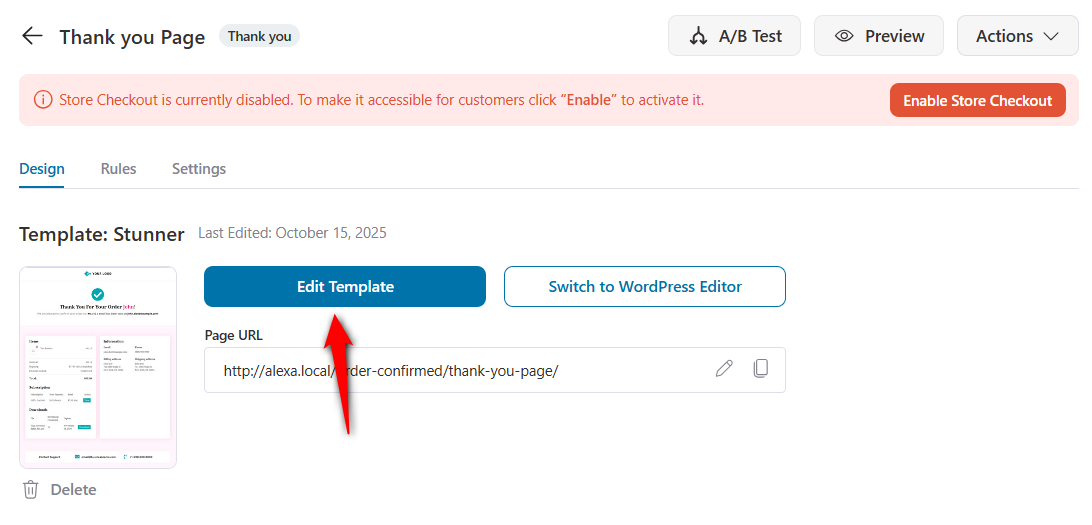 edit the woocommerce order confirmation page template with elementor