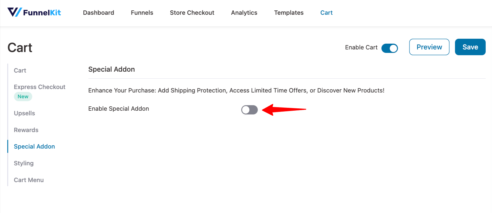 enable special addon