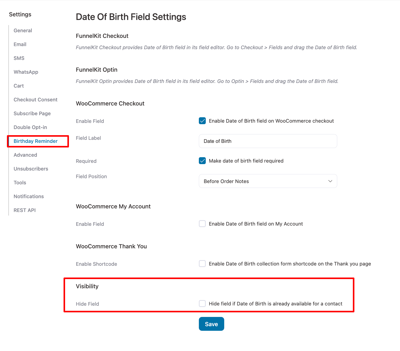 hide birthday field, New DOB field option: hide if already available