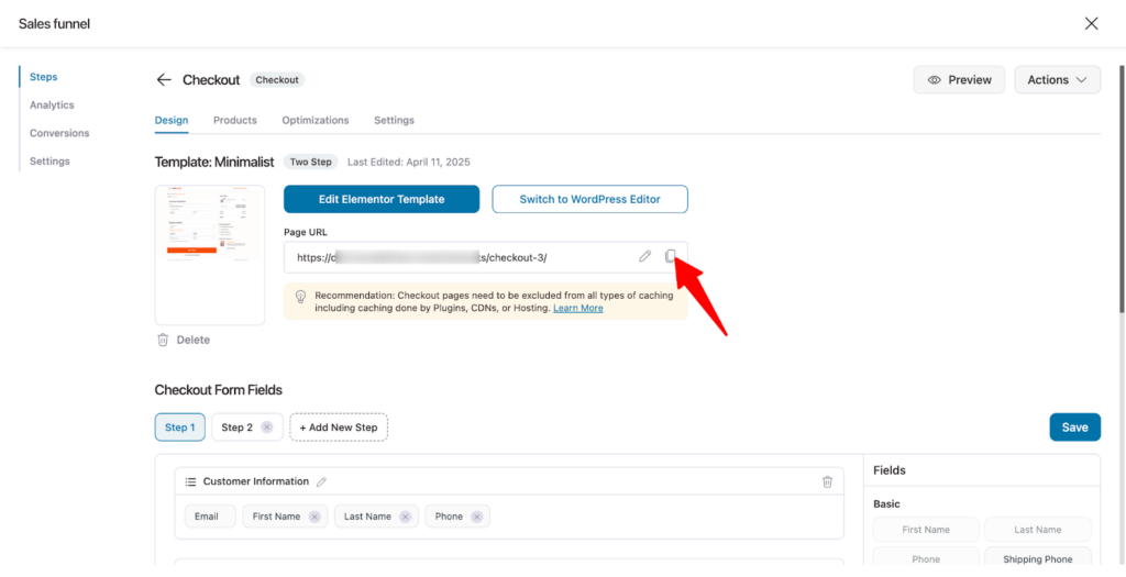  Copy the checkout URL 
