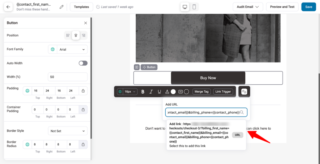 Add the custom URL to a CTA 