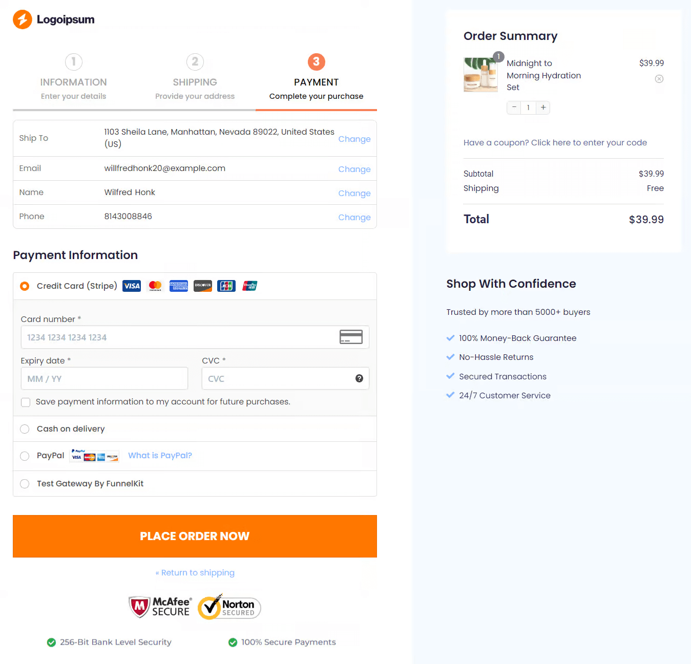 multi step checkout