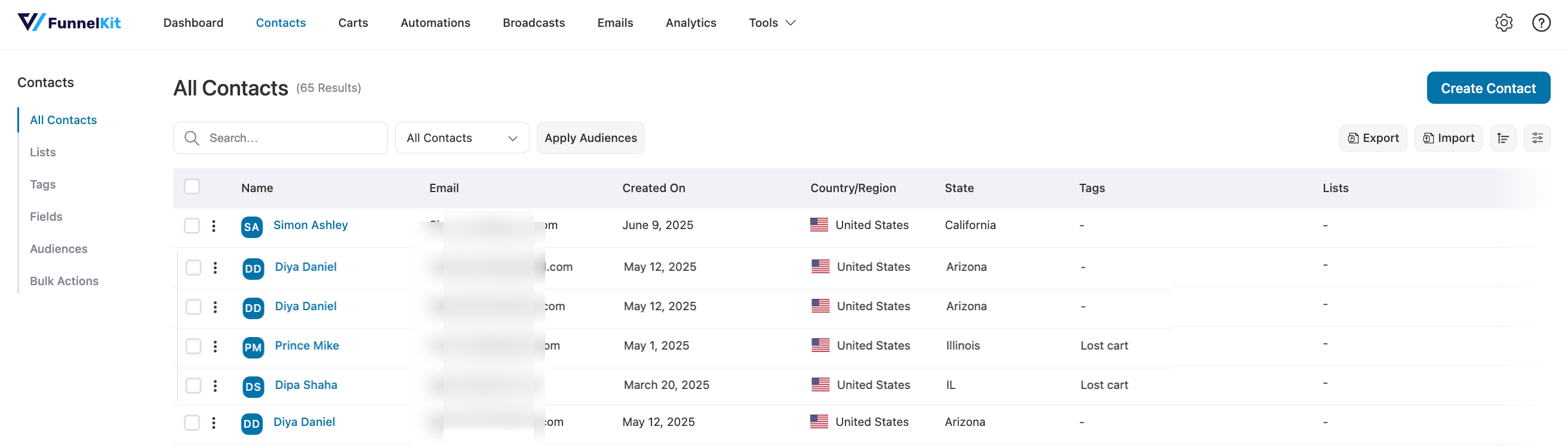 new contact automatically when registered