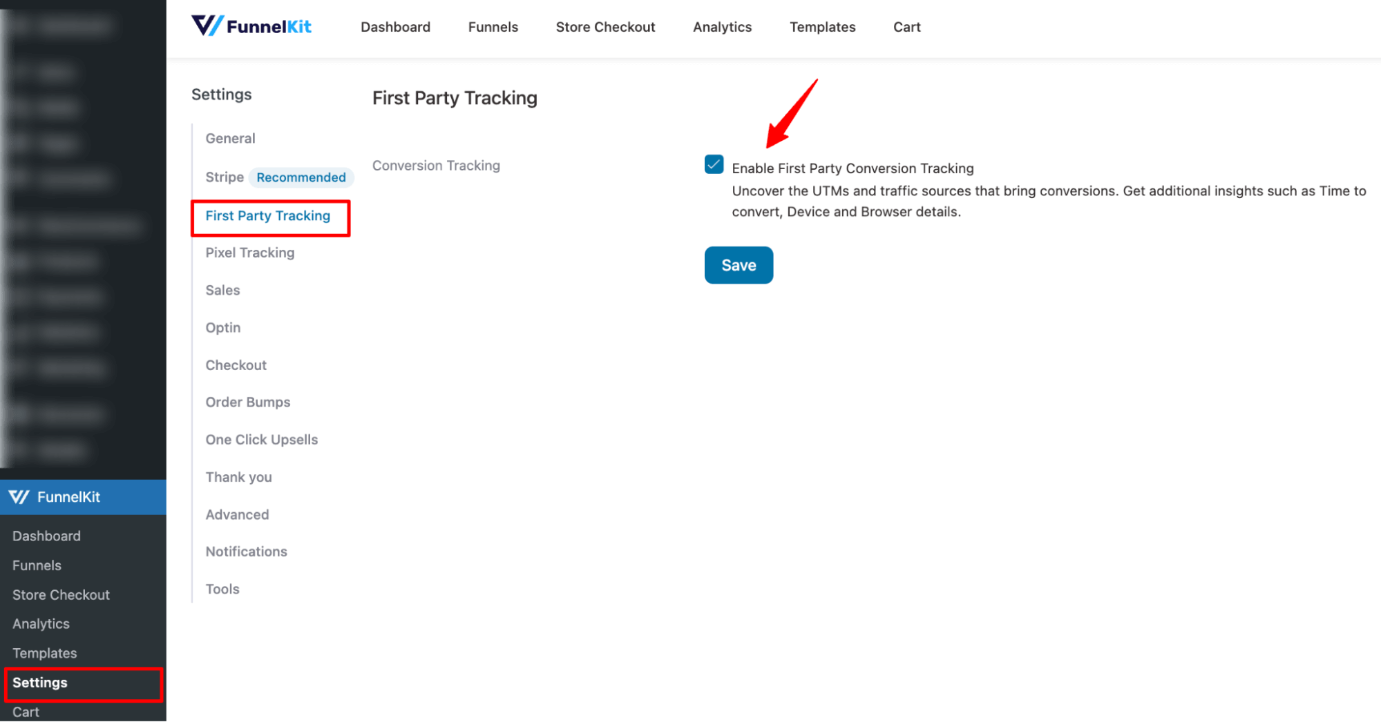 enable first party conversion tracking