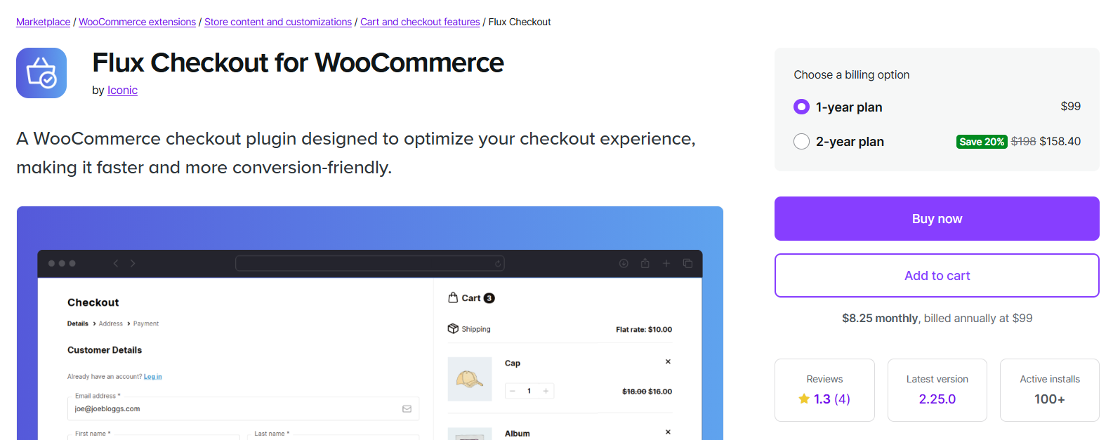 Flux checkout for woocommerce