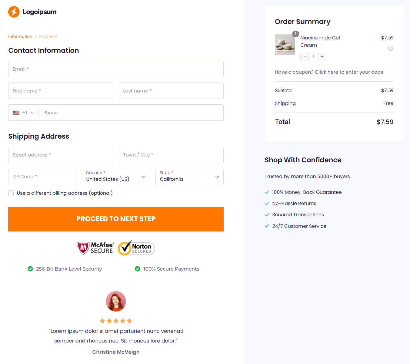 Hific multi step checkout template for WooCommerce