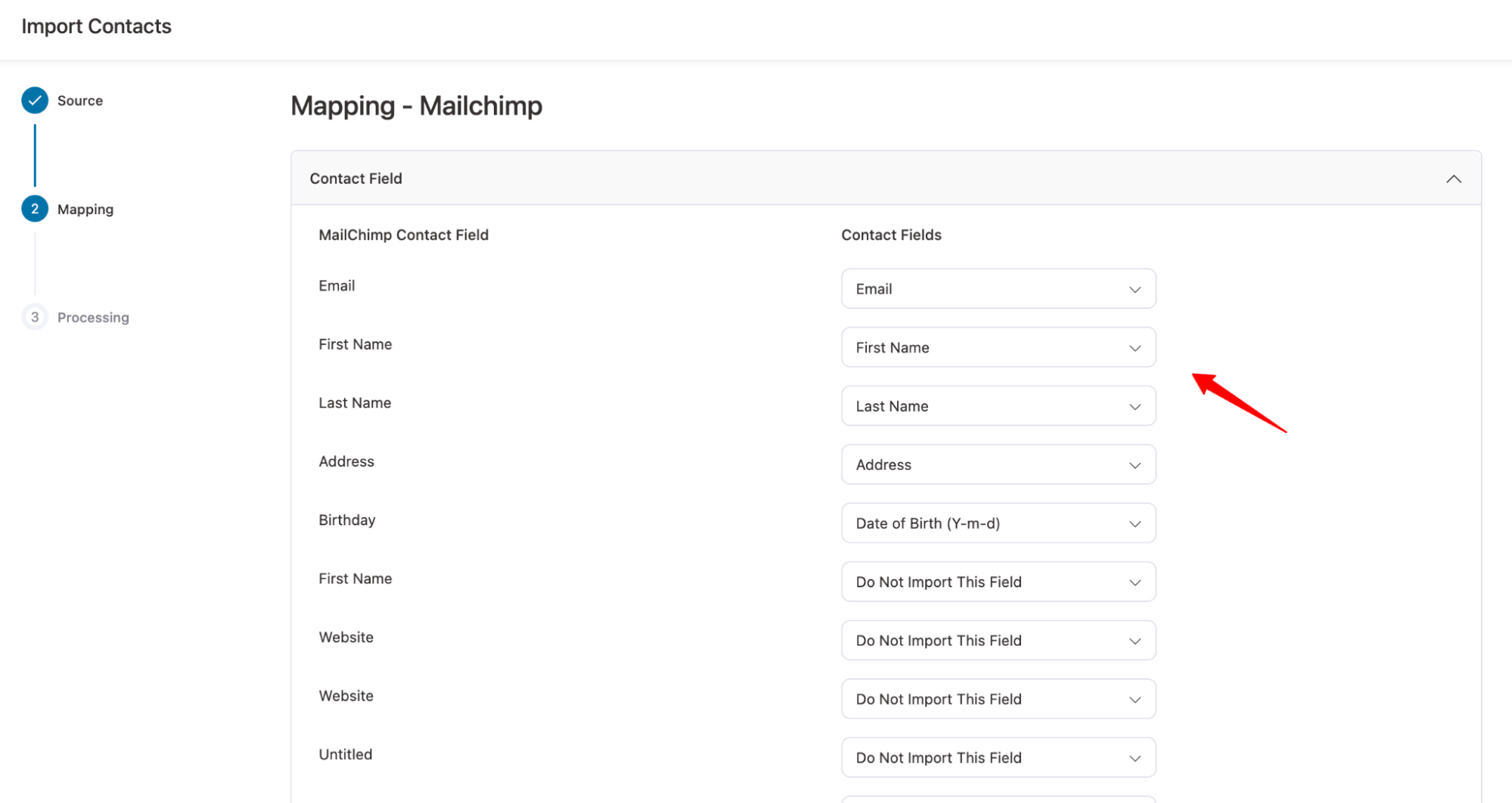 Mapping allows you to accurately store your fields in FunnelKit Automations by linking MailChimp data to the appropriate fields where you want it saved.