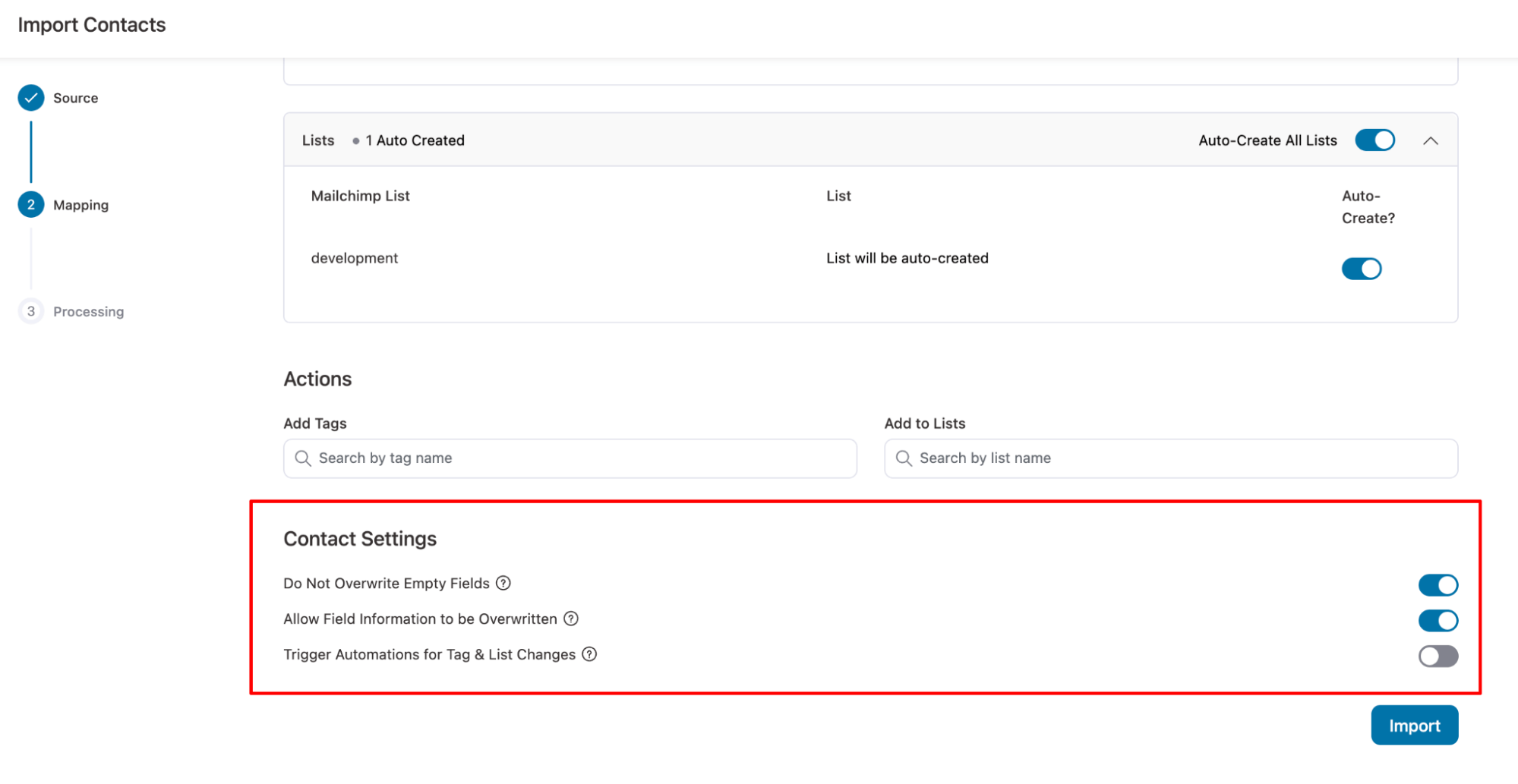  Configure the contact profile 
