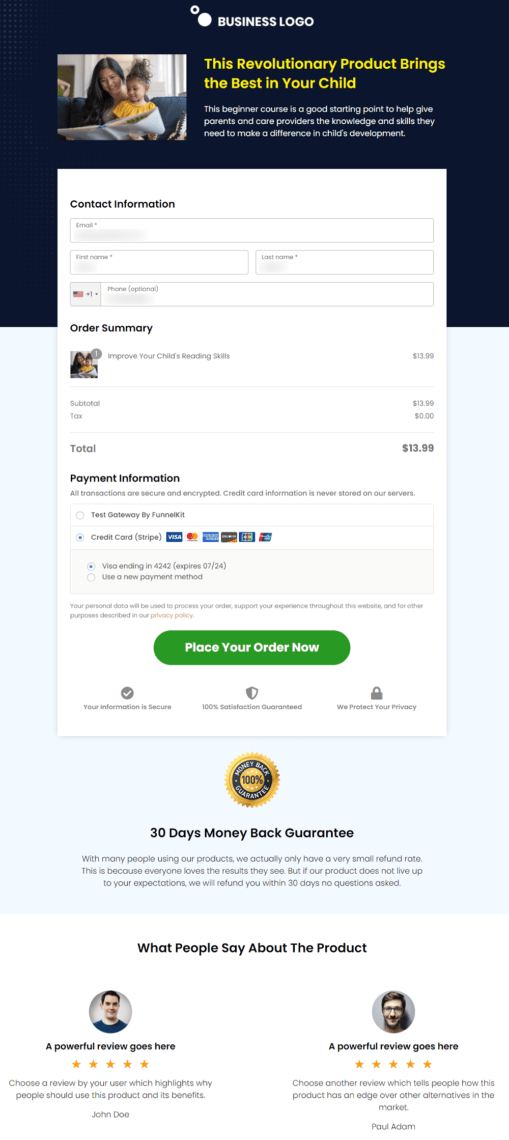 WooCommerce one page checkout template 2 - Razor