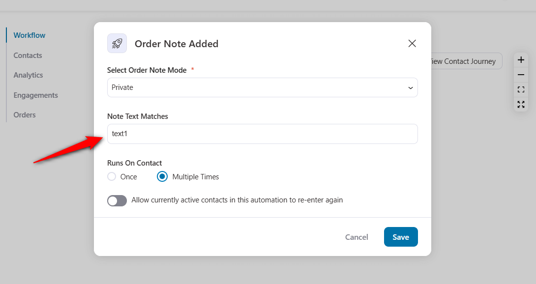 select order note mode