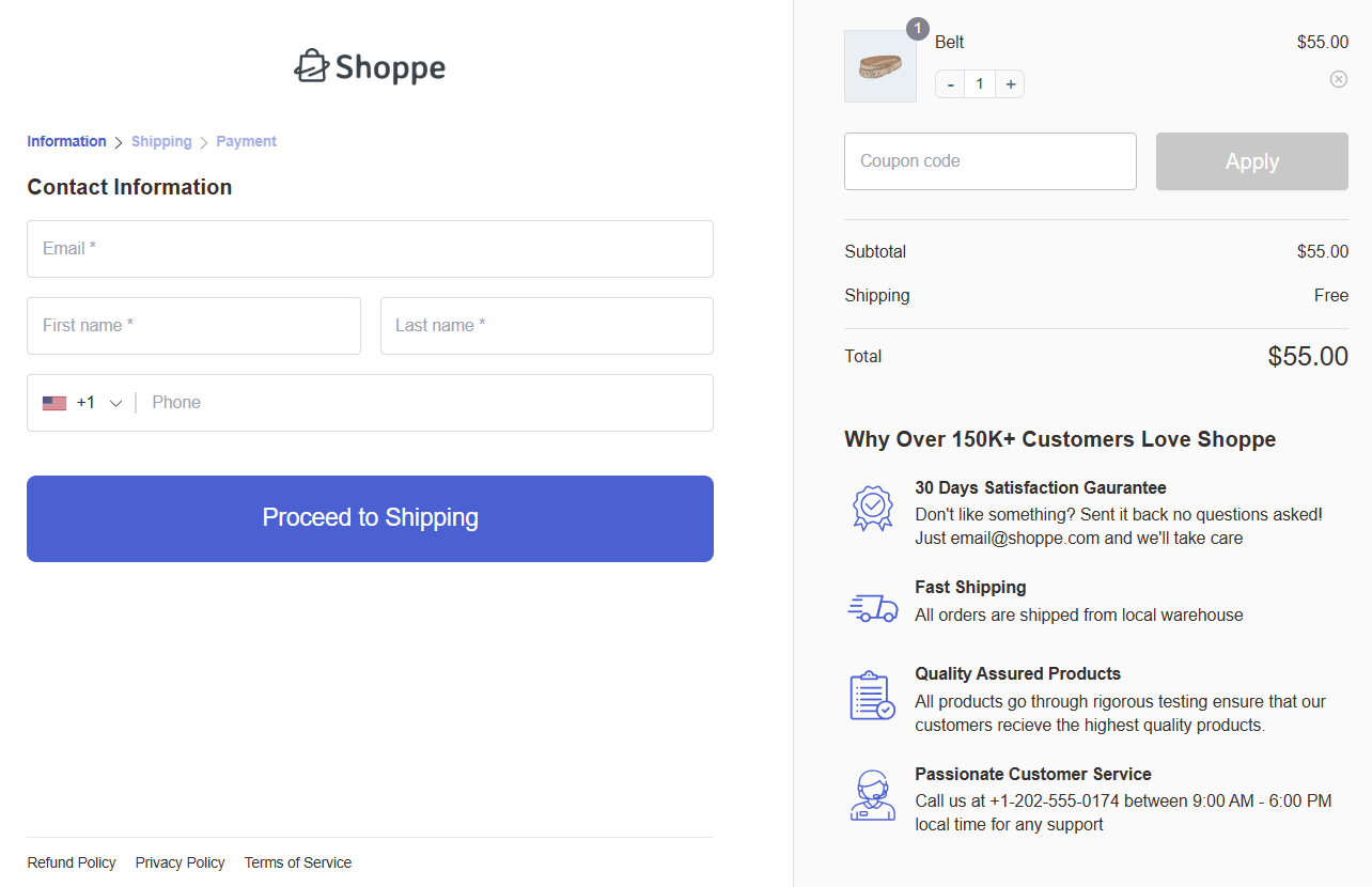 WooCommerce multistep checkout template #1 - Shoppe