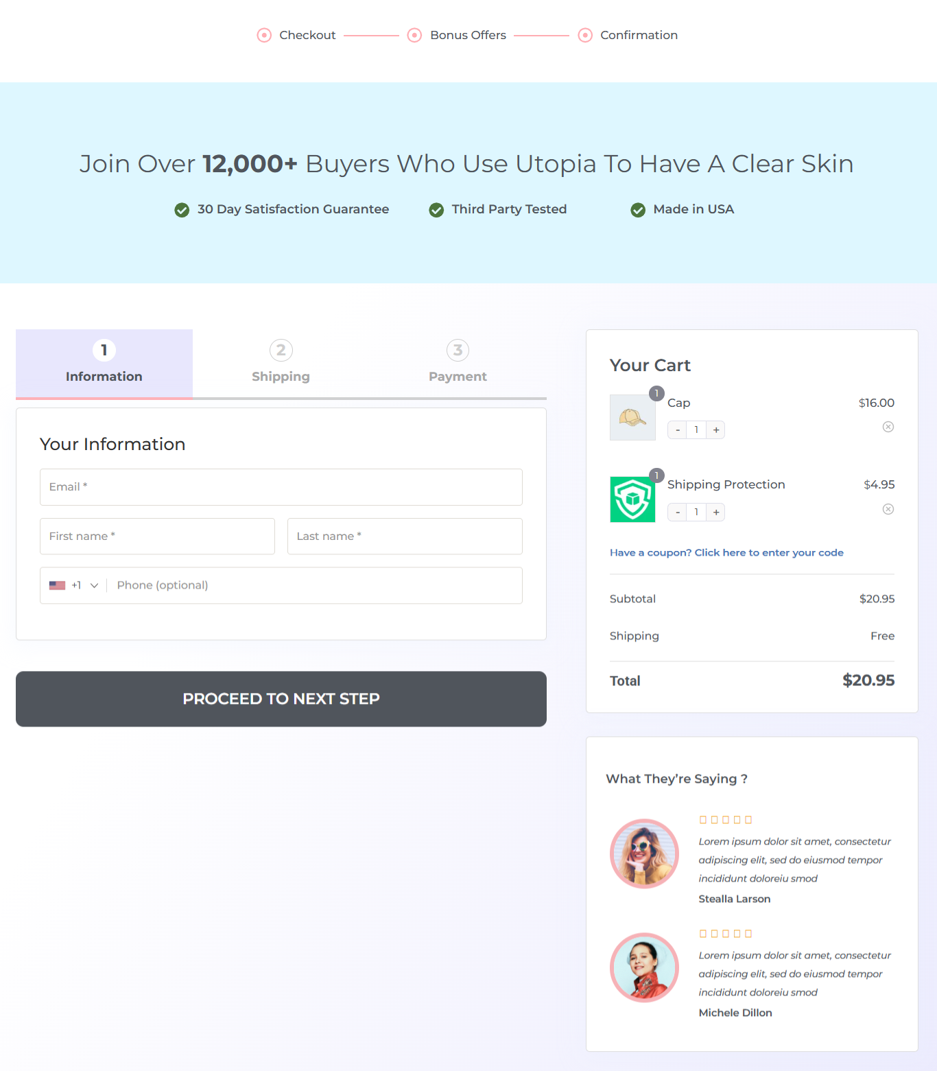 WooCommerce multistep checkout template - Utopia