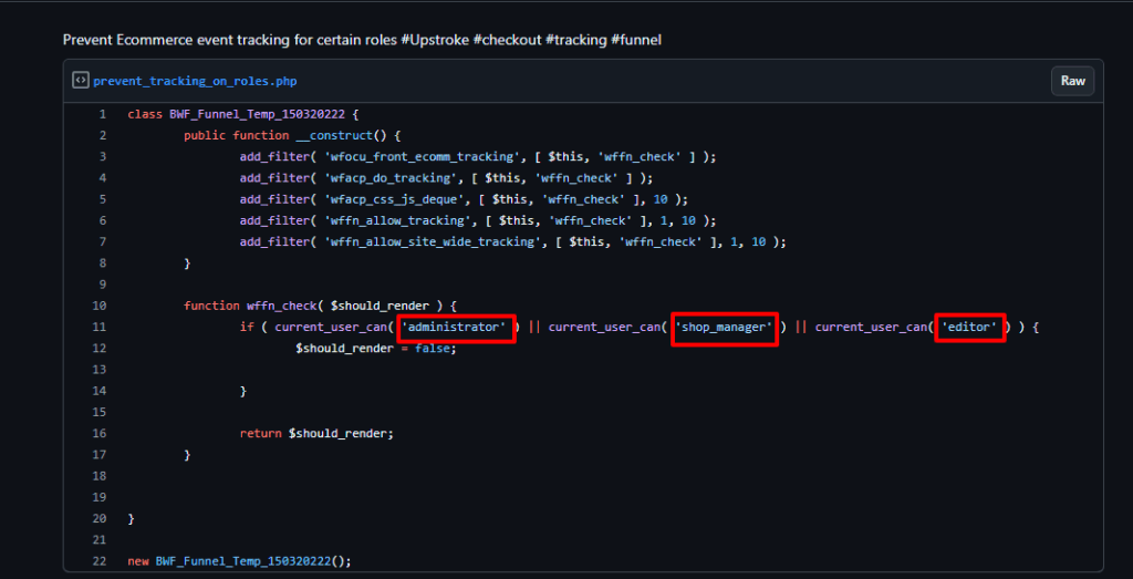 Disable Event Tracking for a Specific User Role