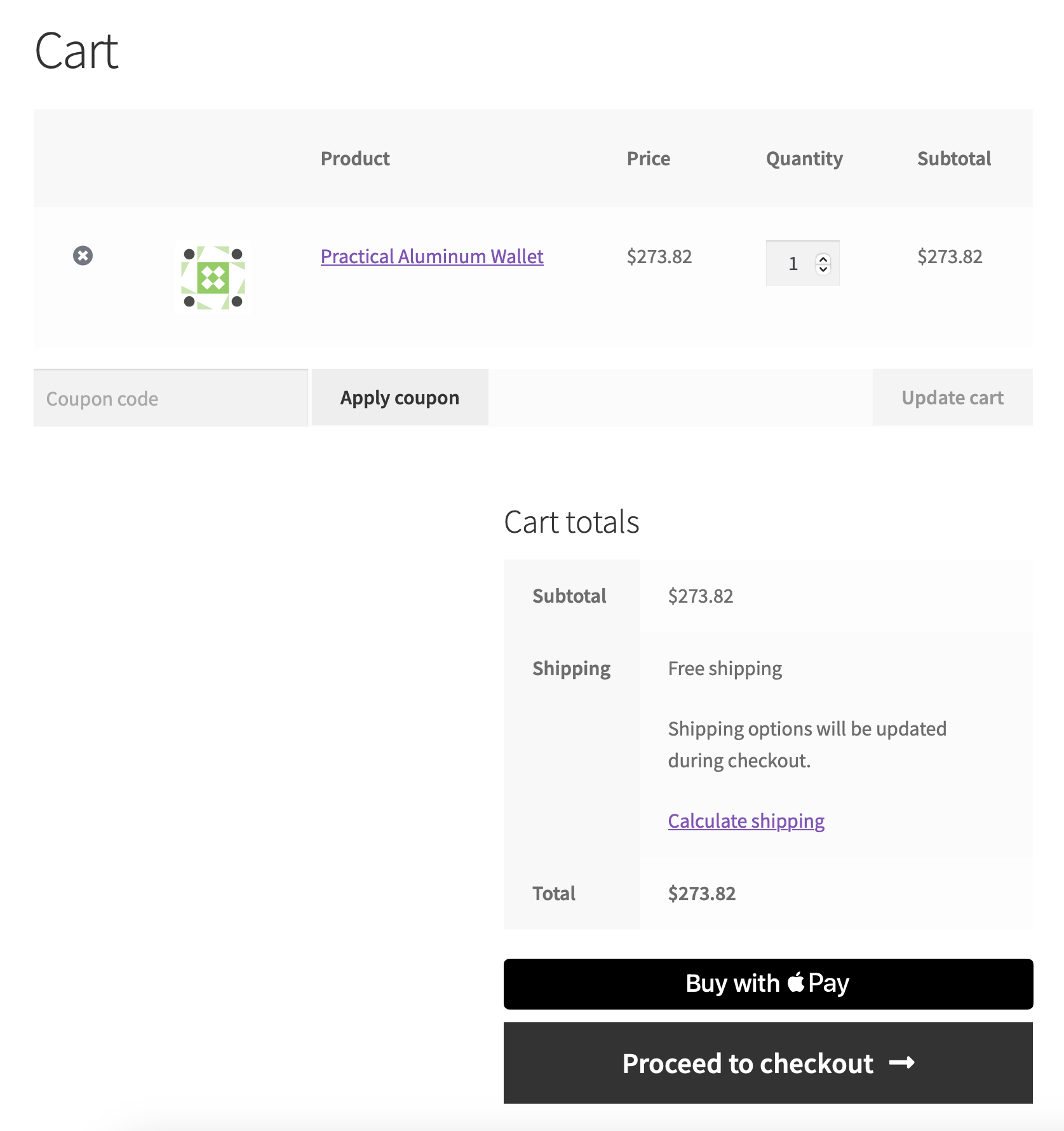 Square Apple Pay button on the WooCommerce cart page