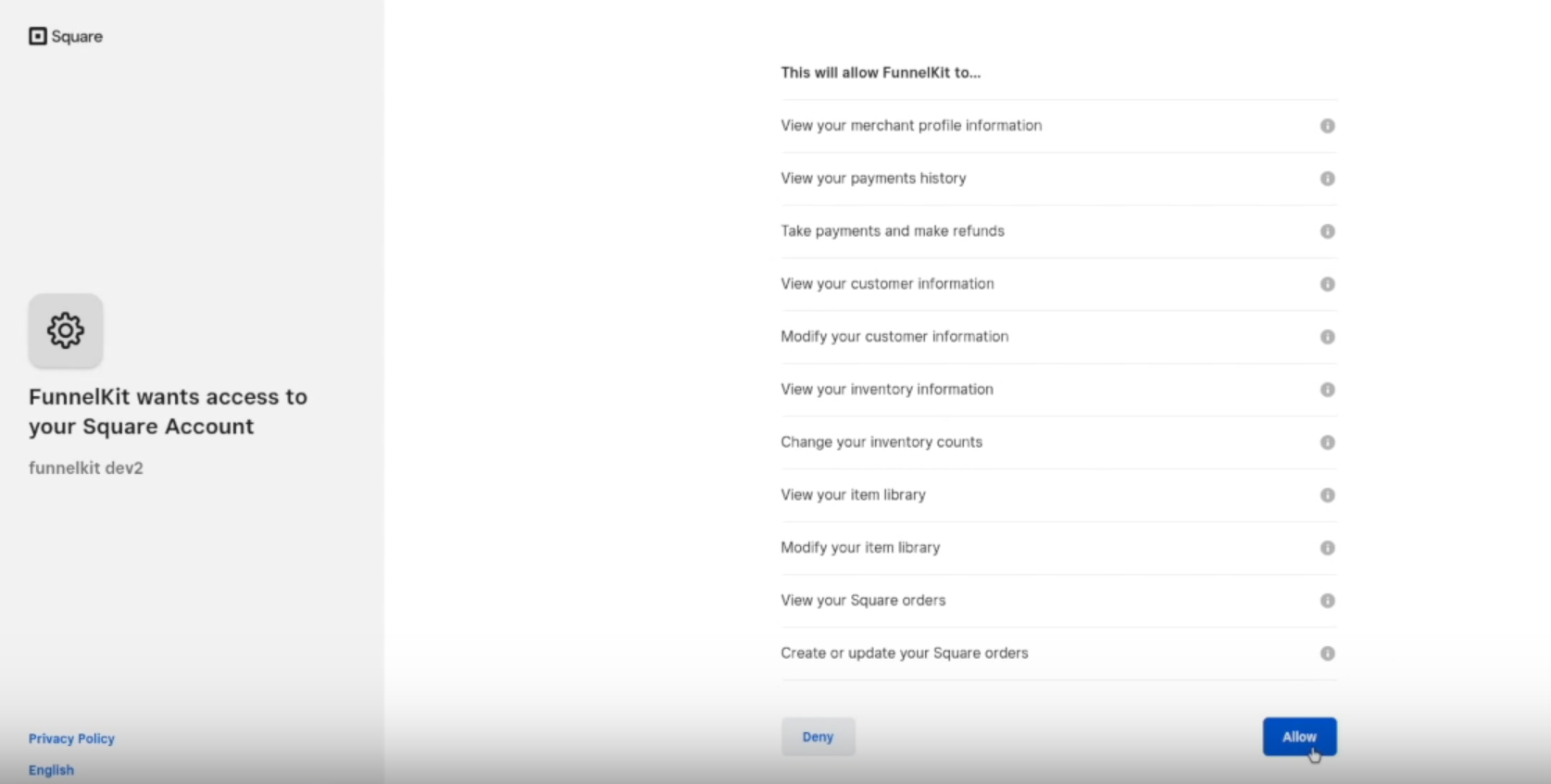 Authorize FunnelKit to connect Square with WooCommerce