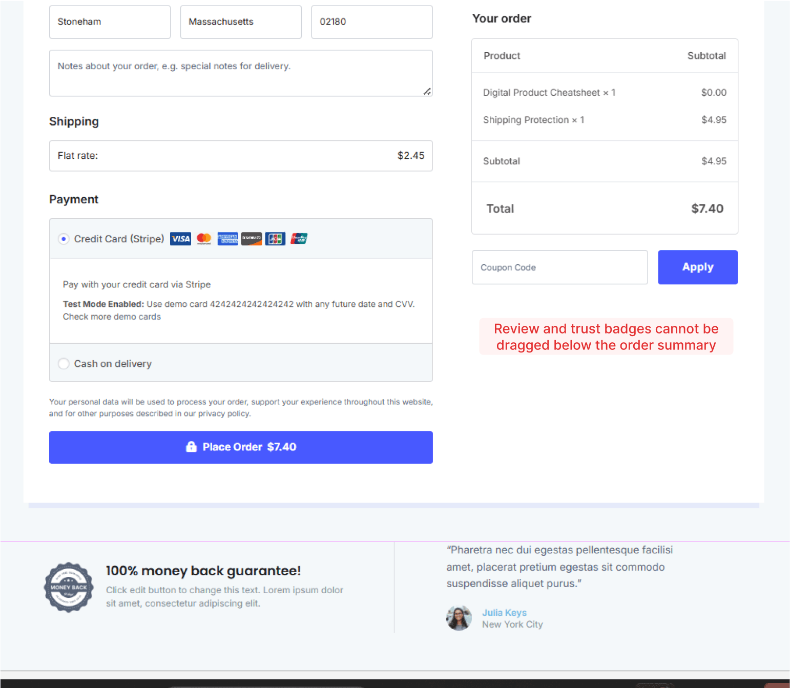 Limited customization options in cartflows checkout