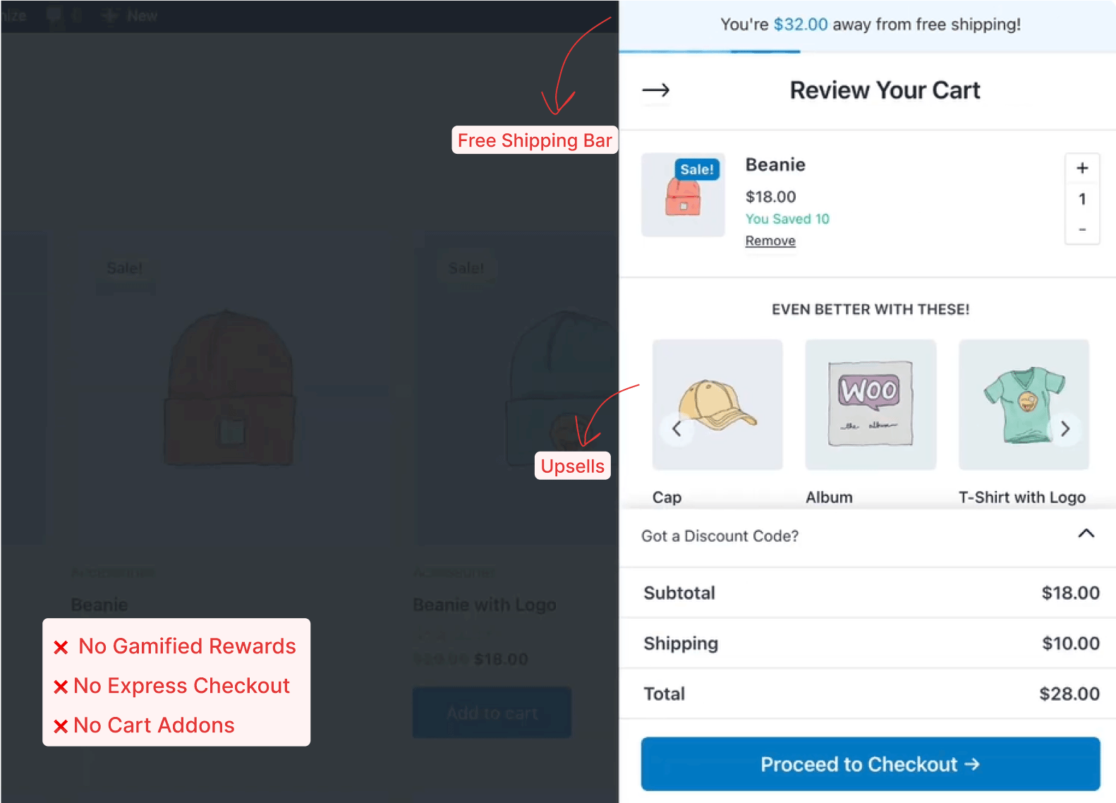 cartflows modern cart doesn't offer discounts, gifts or add-ons