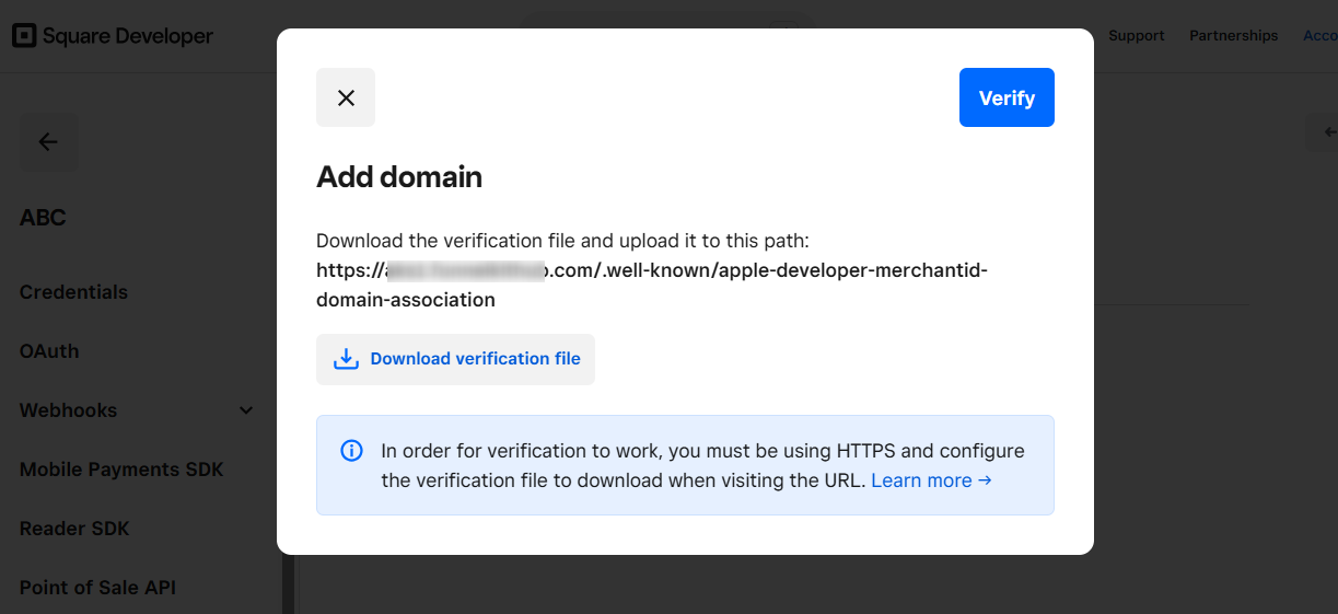 Download the verification file and upload it to the path