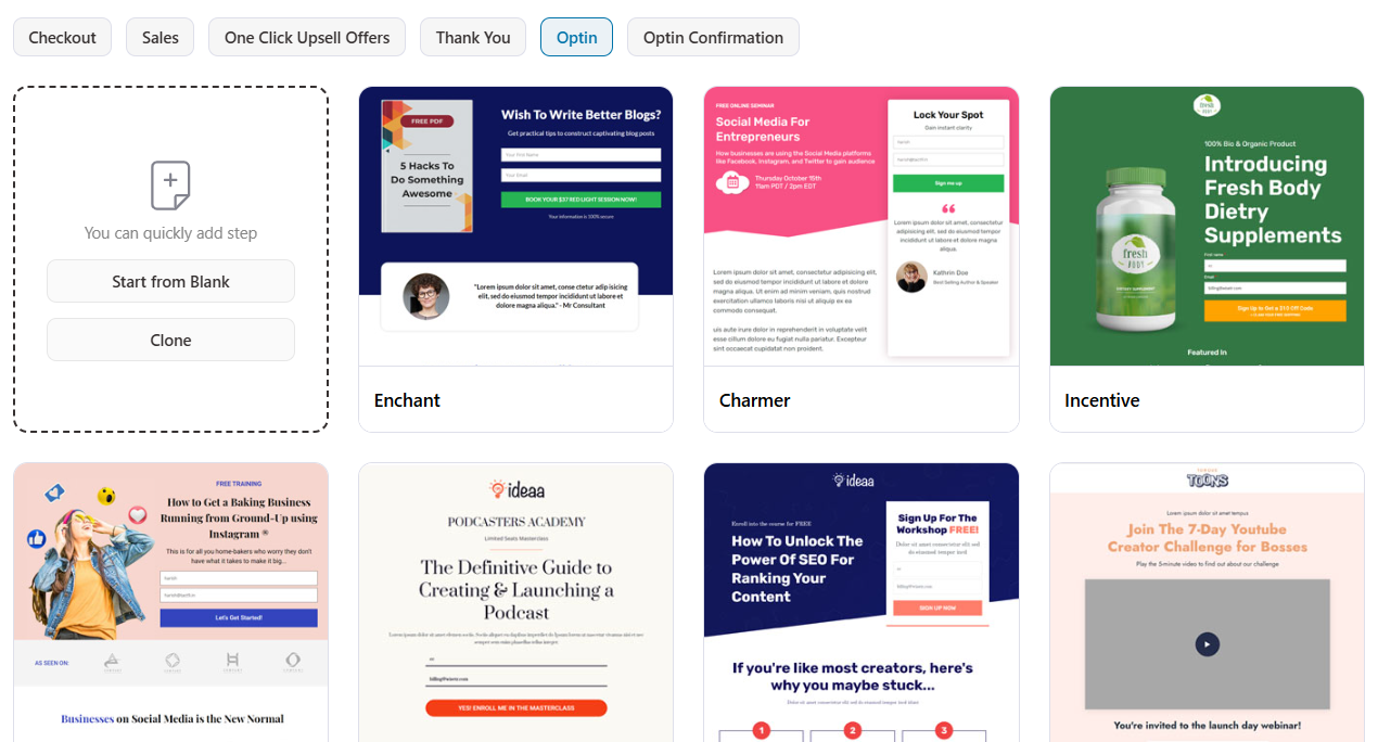 funnelkit opt-in page templates