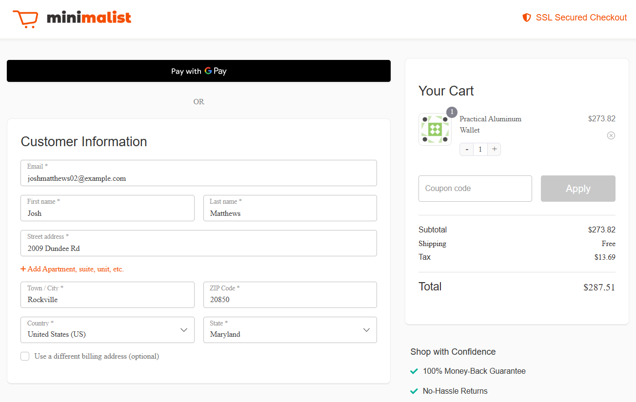 Square Google Pay button on the WooCommerce checkout page