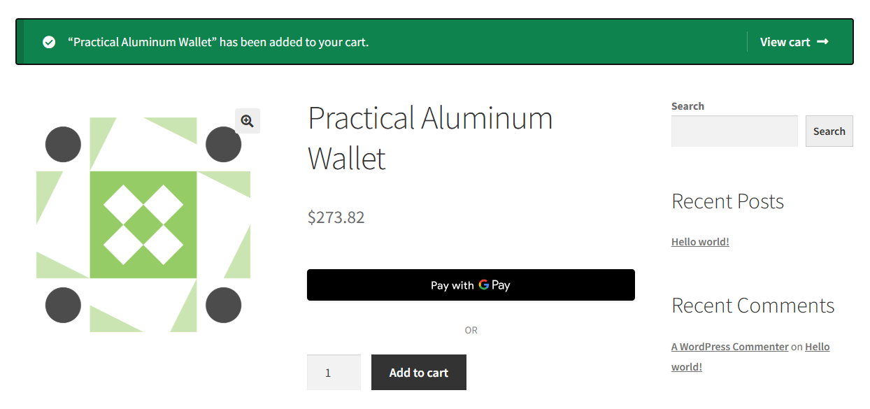 Square Google Pay button on the WooCommerce product page