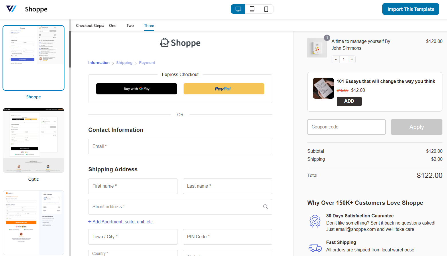 funnelkit shoppe checkout template