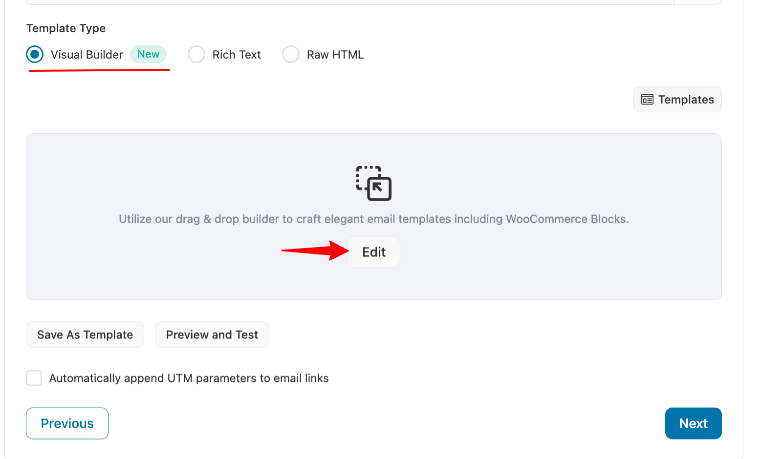choose visual builder and hit edit